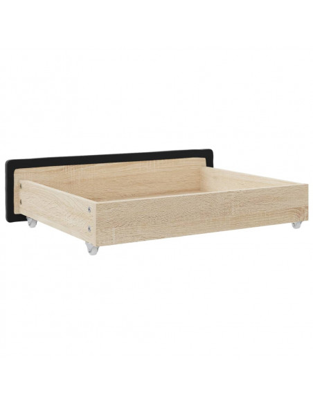Cassetti da Letto 2pz Neri in Legno Multistrato e Velluto