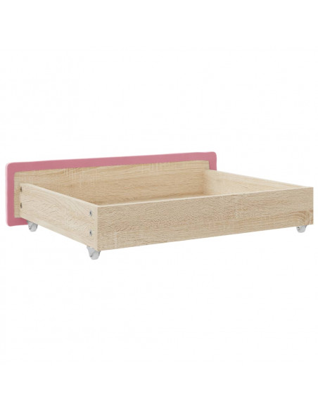 Cassetti da Letto 2pz Rosa in Legno Multistrato e Velluto