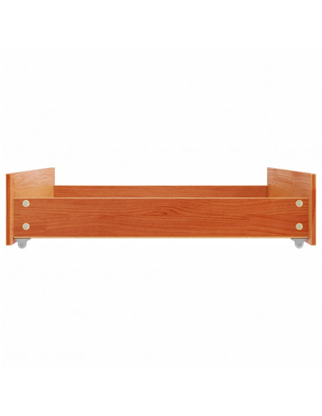 Cassetti per Letto 2pz Marrone Cera in Legno Massello di Pino