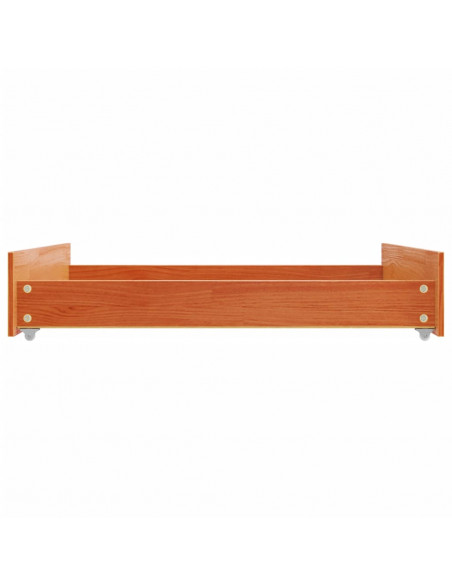 Cassetti per Letto 2pz Marrone Cera in Legno Massello di Pino