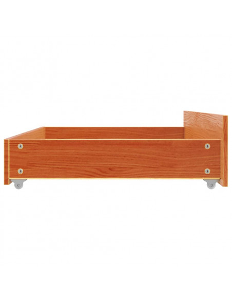 Cassetti per Letto 4pz Marrone Cera in Legno Massello di Pino