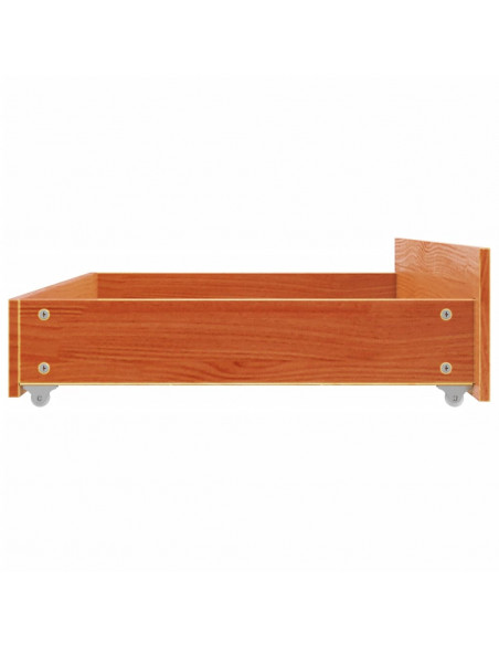 Cassetti per Letto 4pz Marrone Cera in Legno Massello di Pino