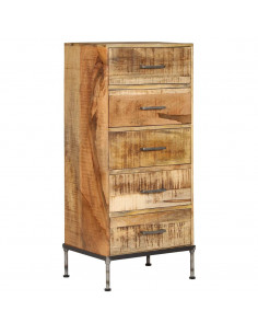 Cassettiera 45x35x106 cm in Legno Massello di Mango