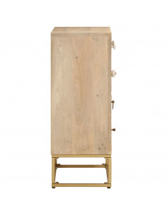 Cassettiera 55x30x76 cm in Legno Massello di Mango e Ferro