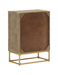 Cassettiera 55x30x76 cm in Legno Massello di Mango e Ferro
