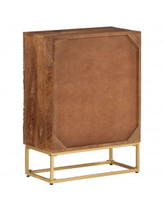 Cassettiera 55x30x76 cm in Legno Massello di Mango e Ferro
