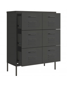 Cassettiera Antracite 80x35x101,5 cm in Acciaio