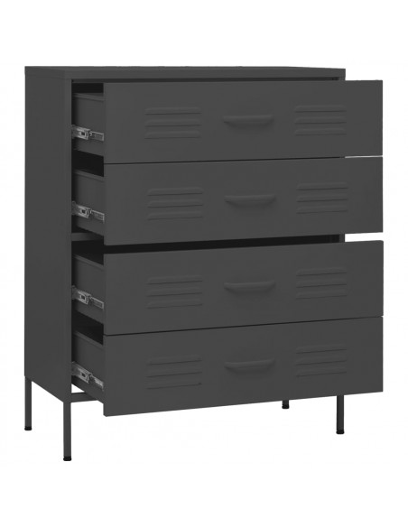 Cassettiera Antracite 80x35x101,5 cm in Acciaio
