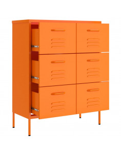 Cassettiera Arancione 80x35x101,5 cm in Acciaio