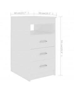 Cassettiera Bianca 40x50x76 cm in Legno Multistrato