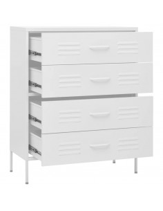 Cassettiera Bianca 80x35x101,5 cm in Acciaio