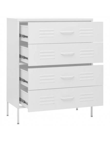 Cassettiera Bianca 80x35x101,5 cm in Acciaio