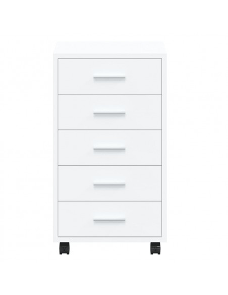 Cassettiera con Ruote bianco lucido in Legno Multistrato