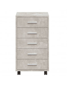 Cassettiera con Ruote Grigio Cemento in Legno Multistrato