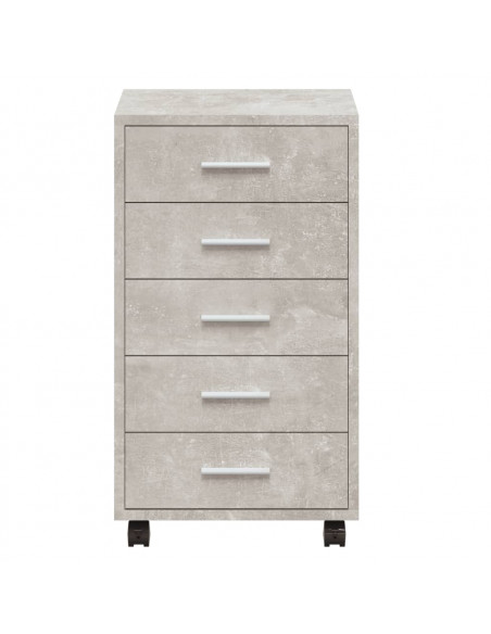Cassettiera con Ruote Grigio Cemento in Legno Multistrato