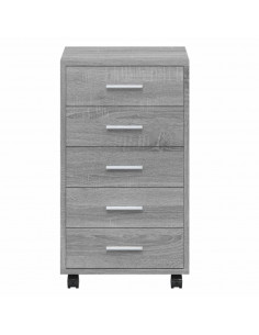 Cassettiera con Ruote grigio sonoma in Legno Multistrato