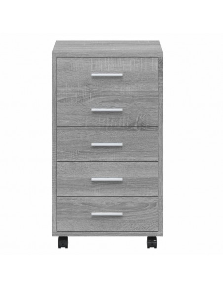 Cassettiera con Ruote grigio sonoma in Legno Multistrato
