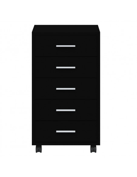 Cassettiera con Ruote Nero in Legno Multistrato