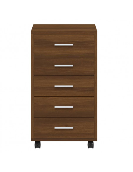 Cassettiera con Ruote rovere marrone in Legno Multistrato