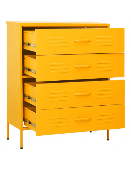 Cassettiera Giallo Senape 80x35x101,5 cm in Acciaio