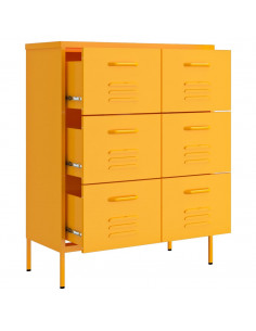 Cassettiera Giallo Senape 80x35x101,5 cm in Acciaio