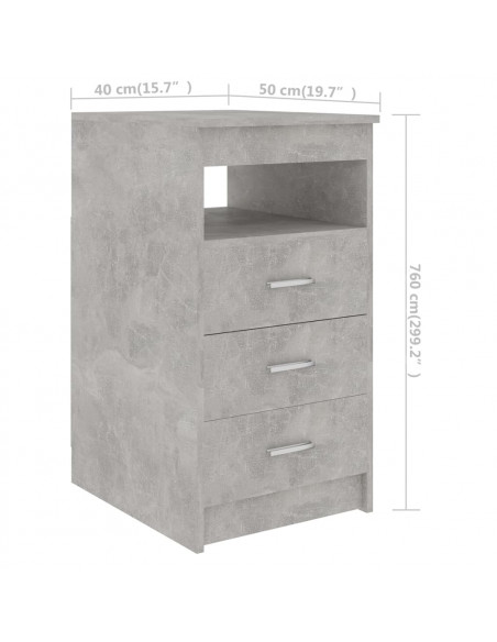 Cassettiera Grigio Cemento 40x50x76 cm in Legno Multistrato