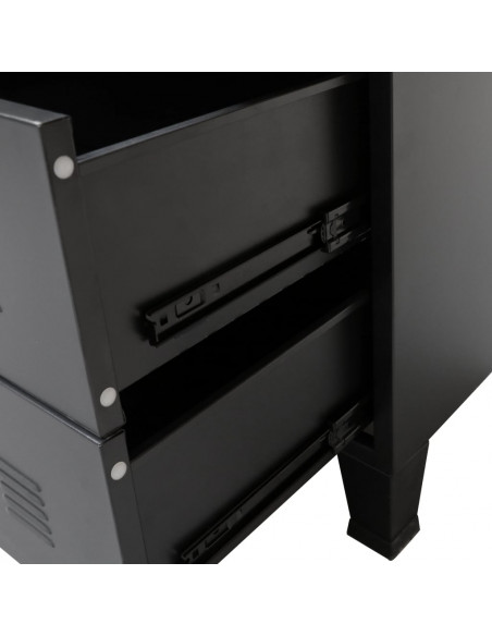 Cassettiera in Metallo in Stile Industriale 78x40x93 cm Nera