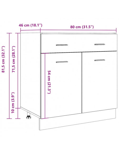 Cassettiera Legno Antico 80x46x81,5 cm Legno Multistrato