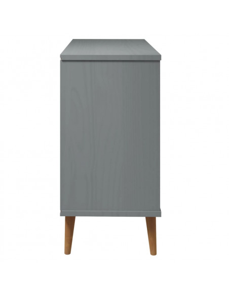 Cassettiera MOLDE Grigia 113x40x80 cm in Legno Massello di Pino