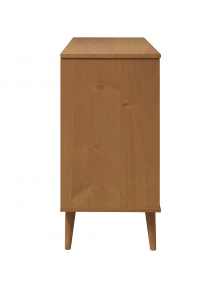 Cassettiera MOLDE Marrone 113x40x80cm in Legno Massello di Pino