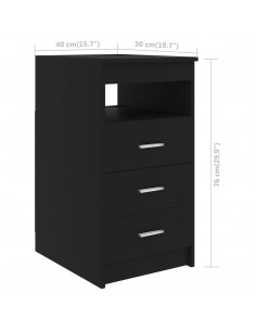 Cassettiera Nera 40x50x76 cm in Legno Multistrato