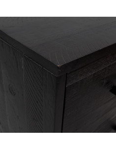 Cassettiera Nera 42x35x110 cm in Legno Massello di Pino
