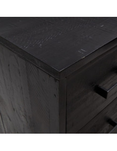 Cassettiera Nera 75x35x70 cm in Legno Massello di Pino