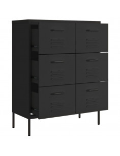 Cassettiera Nera 80x35x101,5 cm in Acciaio