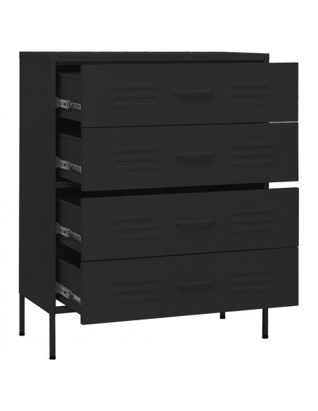 Cassettiera Nera 80x35x101,5 cm in Acciaio
