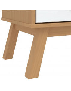 Cassettiera OLDEN Bianca e Marrone in Legno Massello di Pino