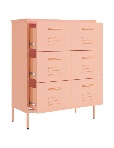 Cassettiera Rosa 80x35x101,5 cm in Acciaio