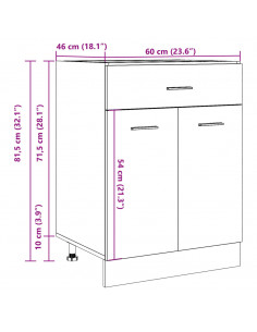 Cassettiera Rovere Artigianale 60x46x81,5 cm in Truciolato