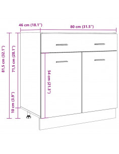 Cassettiera Rovere Artigianale 80x46x81,5 cm Legno Multistrato