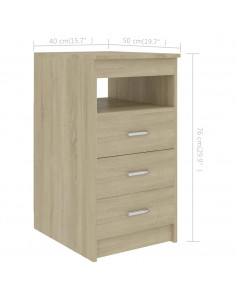 Cassettiera Rovere Sonoma 40x50x76 cm in Legno Multistrato