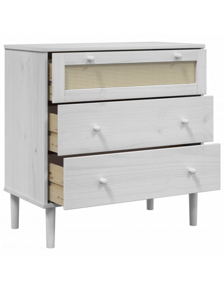 Cassettiera SENJA Aspetto Rattan Bianca 80x40x80 cm Legno Pino