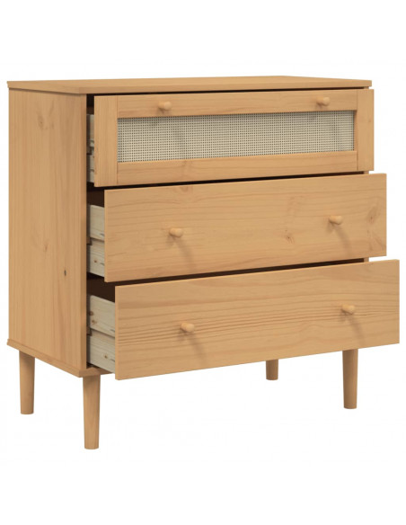 Cassettiera SENJA Aspetto Rattan Marrone 80x40x80 cm Legno Pino