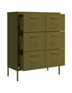 Cassettiera Verde Oliva 80x35x101,5 cm in Acciaio