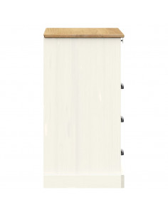 Cassettiera VIGO Bianca 80x40x76 cm in Legno Massello di Pino