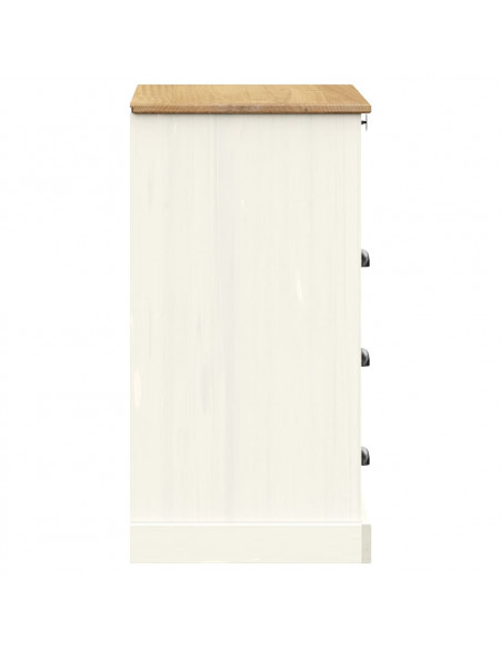 Cassettiera VIGO Bianca 80x40x76 cm in Legno Massello di Pino