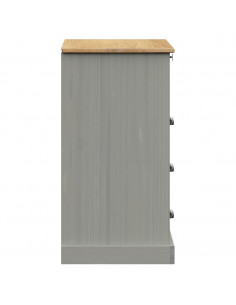 Cassettiera VIGO Grigia 80x40x76 cm in Legno Massello di Pino