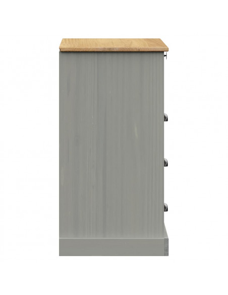 Cassettiera VIGO Grigia 80x40x76 cm in Legno Massello di Pino