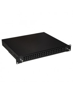 CASSETTO FIBRA OTTICA 24 PORTE PER ADATTATORI SC DUPLEX 1 UNITA’ PER INSTALLAZIONE 19" NERO CON BINARI TELESCOPICI
