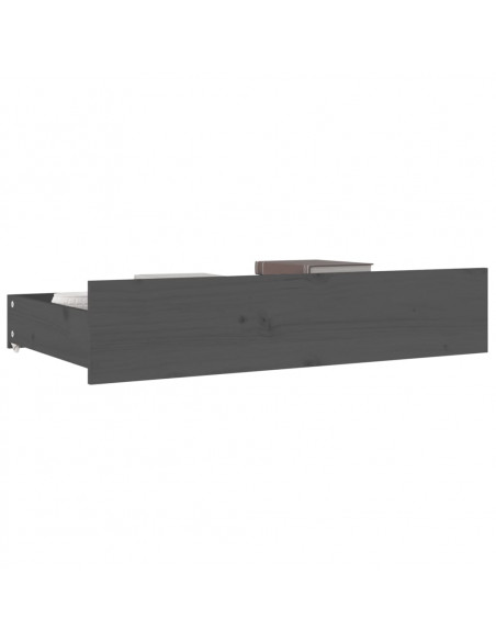 Cassettoni da Letto 4 pz in Legno Massello di Pino Grigio