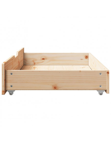 Cassettoni Letto con Ruote 2 pz 90x55x16 cm Legno Massello Pino